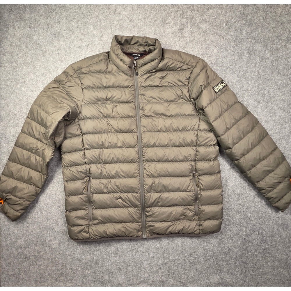 Eddie Bauer Mens XL EB650 Down Puffer Jacket Olive Outdoor Quilted Full Zip Coat